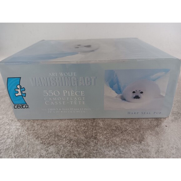 NEW Vanishing Act Harp Seal Pup 550 Piece Camouflage Jigsaw Puzzle Art Wolfe - Picture 2 of 4